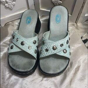 ROPER Aqua/light blue clog sandals